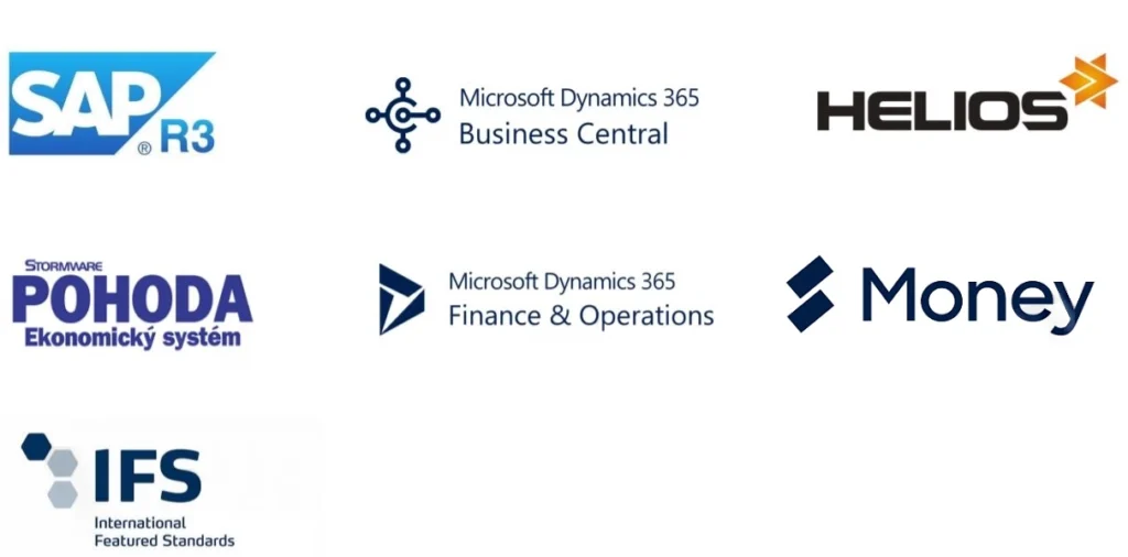 Loga různých ERP systémů pro integraci s Microsoft Dynamics 365